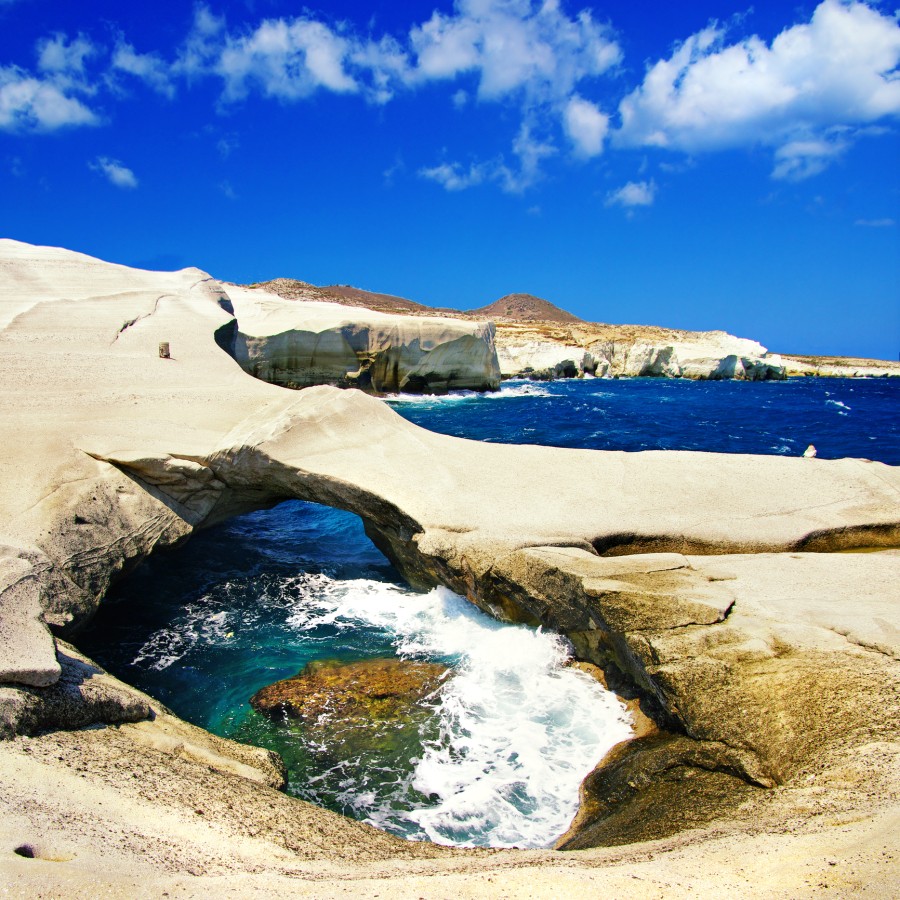 Mineral rocky formations in Milos island