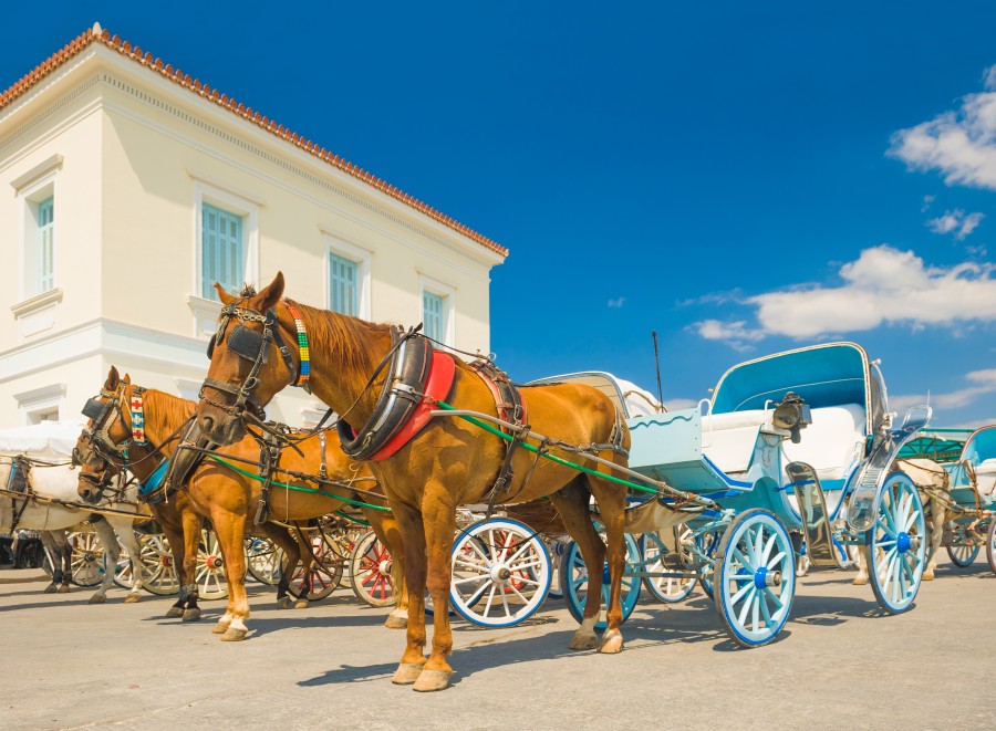 Spetses - Horse drawn carts, used as taxis